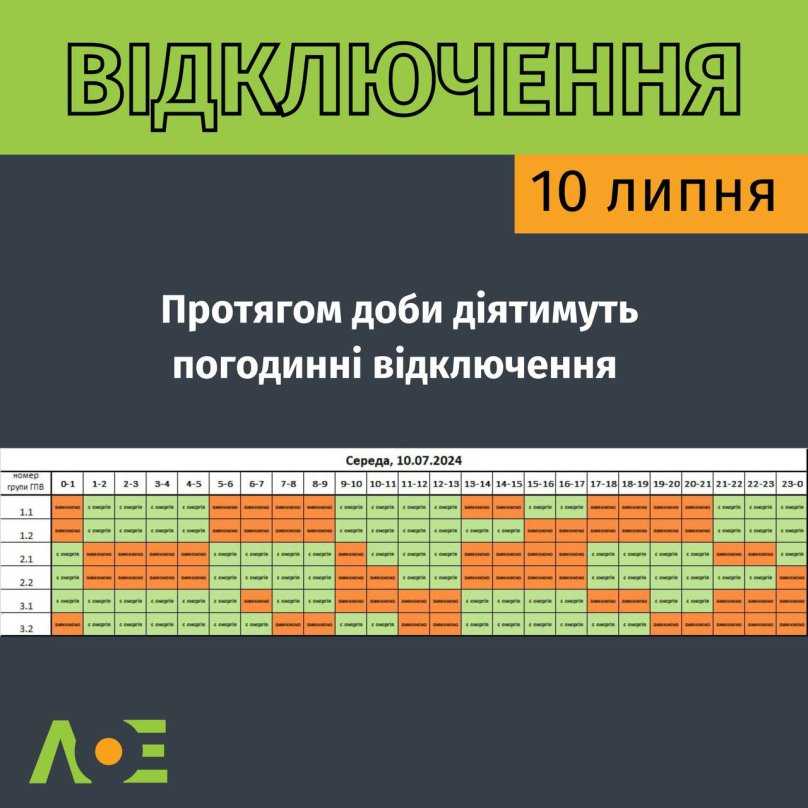 На Львівщині 10 липня більшості споживачів вимикатимуть світло на 11 годин: графіки – 01