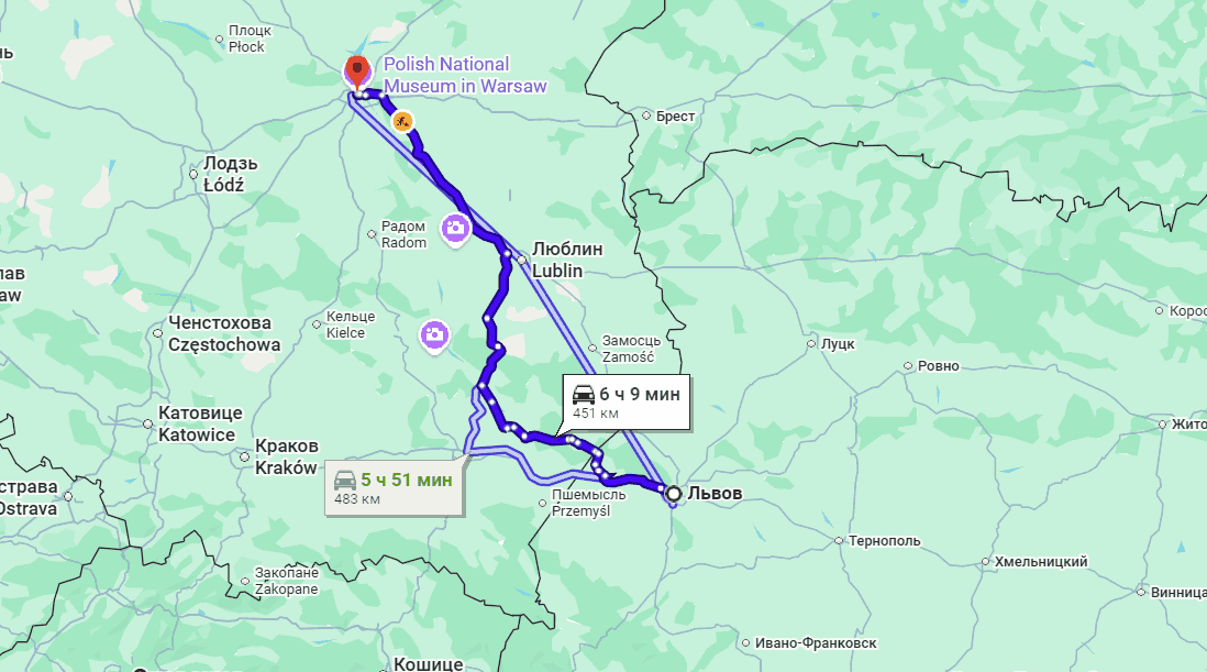 Львів - Варшава автомобілем